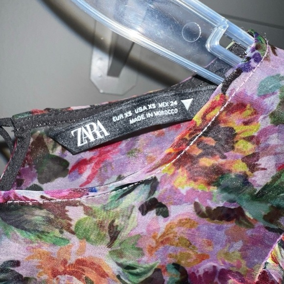 Zara Multicolor Floral Puff Sleeve Blouse - Picture 3 of 4